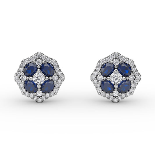 Fana Striking Sapphire and Diamond Stud Earrings