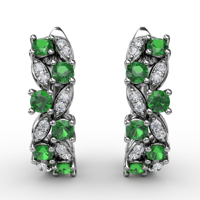 Fana Clustered Emerald and Diamond Earrings