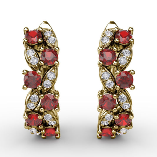 Fana Clustered Ruby and Diamond Earrings
