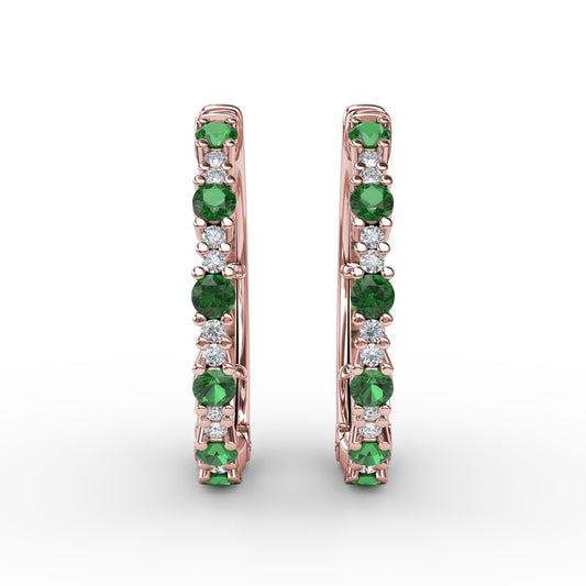 Fana Precious Emerald and Diamond Hoop Earrings