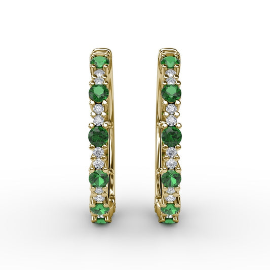 Fana Precious Emerald and Diamond Hoop Earrings