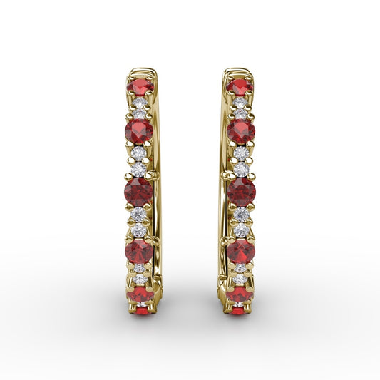 Fana Precious Ruby and Diamond Hoop Earrings