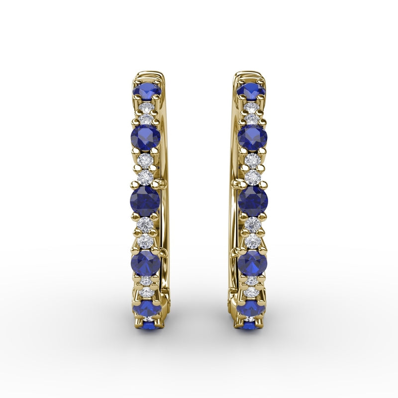 Fana Precious Sapphire and Diamond Hoop Earrings