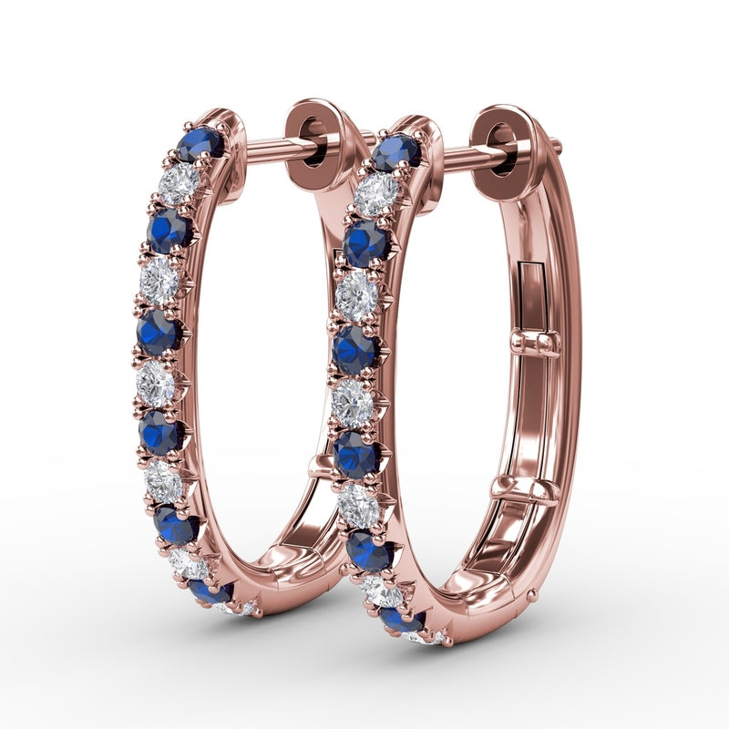 Fana Alternaing Sapphire and Diamond Hoop Earrings