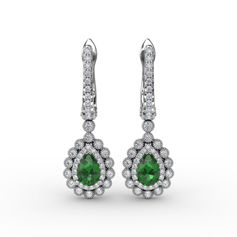 Fana Pear-Shaped Emerald and Diamond Earrings