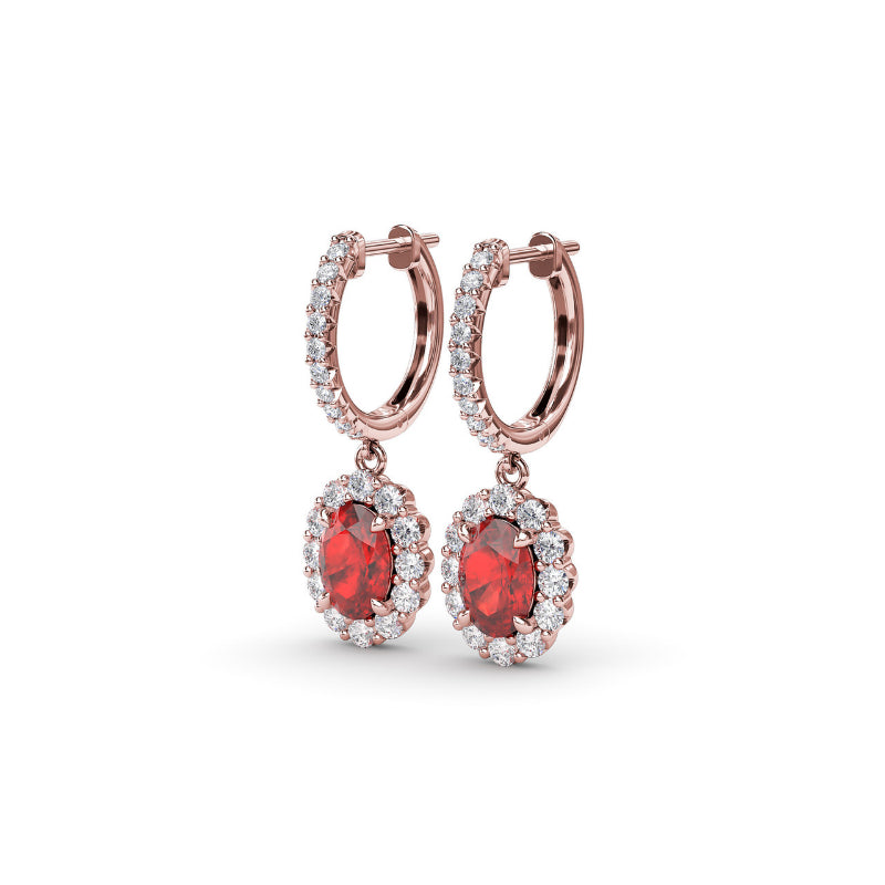 Fana Dazzling Ruby and Diamond Drop Earrings