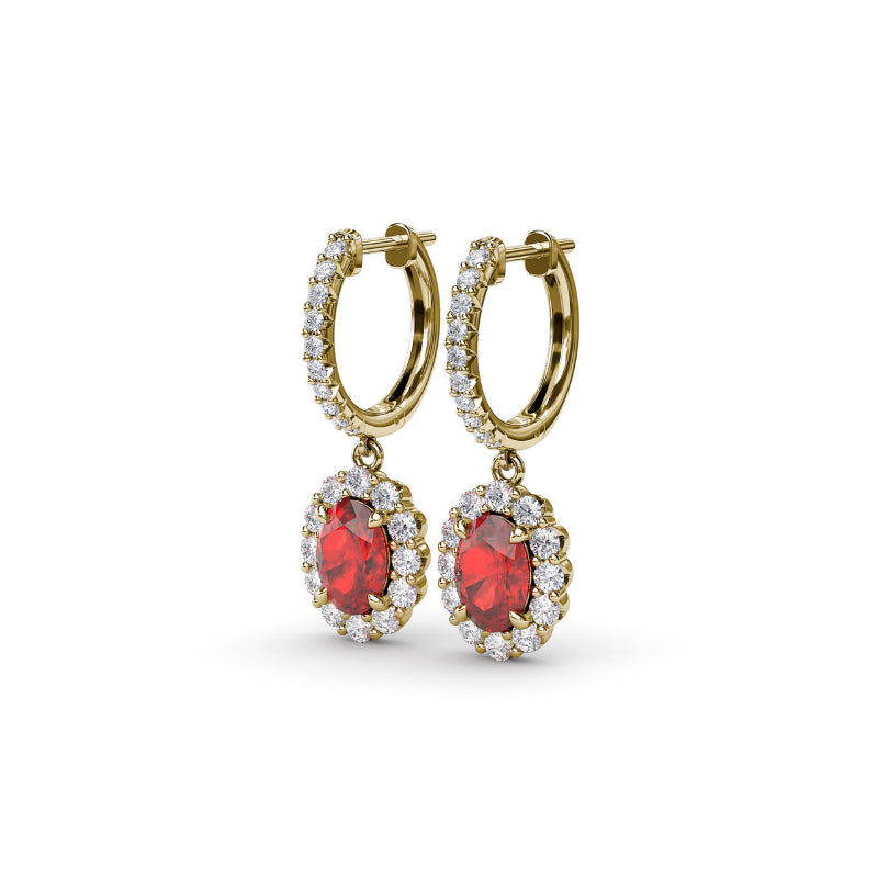 Fana Dazzling Ruby and Diamond Drop Earrings