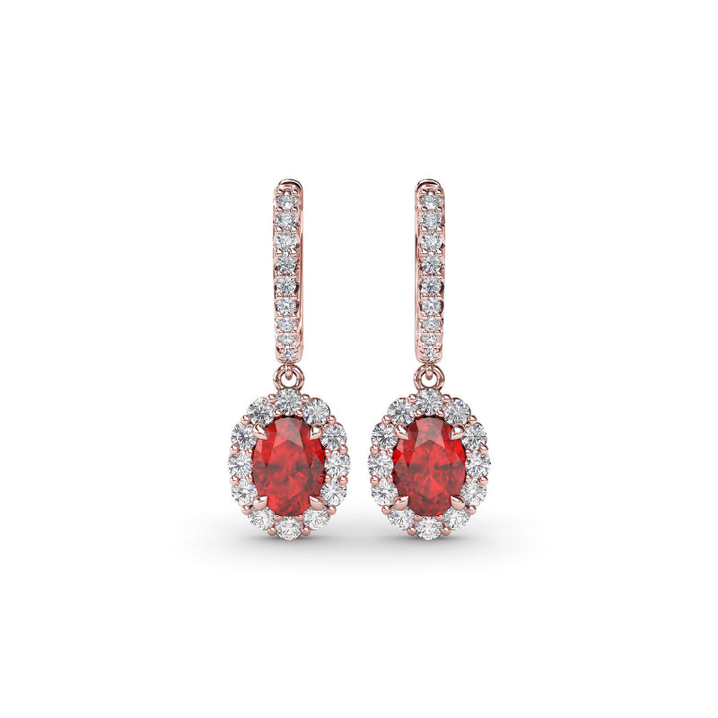 Fana Dazzling Ruby and Diamond Drop Earrings
