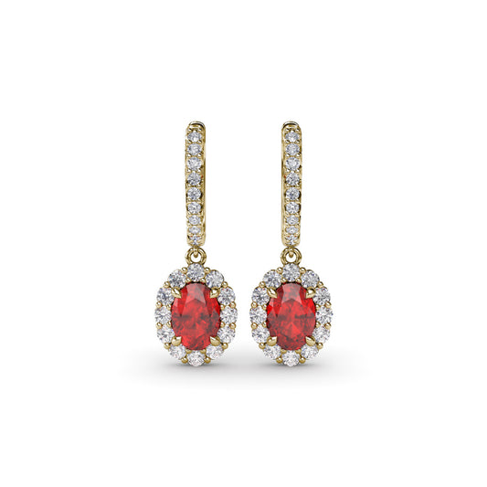 Fana Dazzling Ruby and Diamond Drop Earrings
