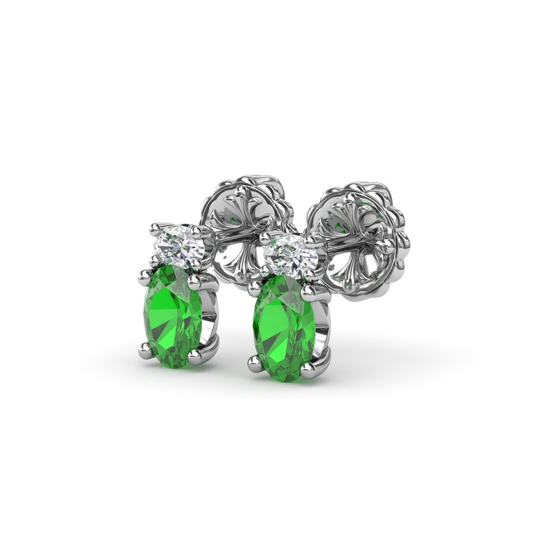 Fana Oval Emerald and Diamond Stud Earrings