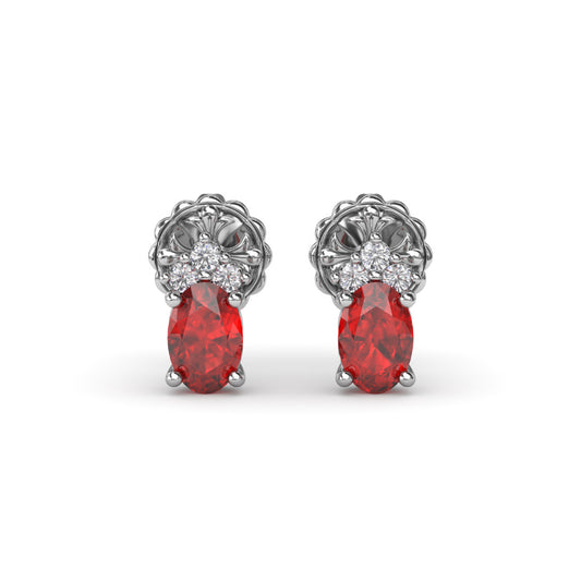 Fana Oval Ruby and Diamond Stud Earrings