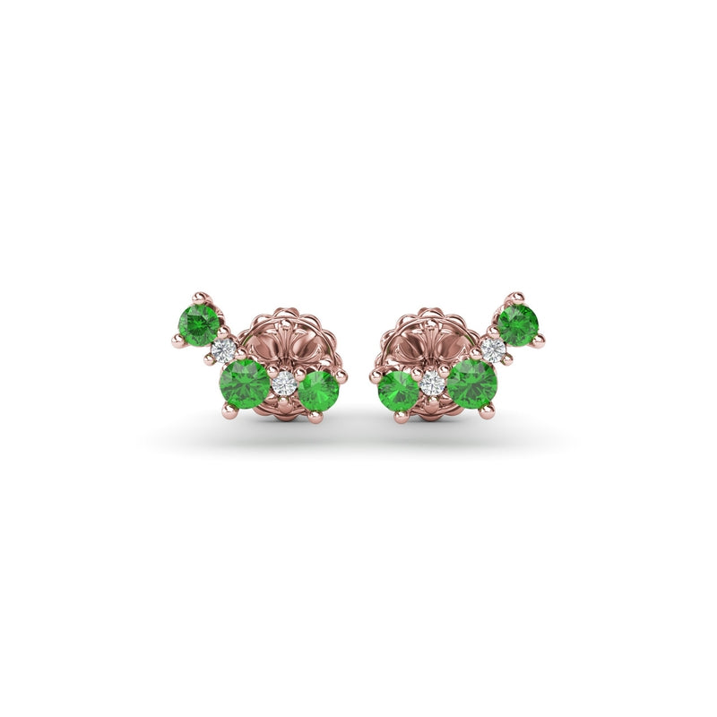 Fana Five Stone Emerald and Diamond Climber Earrings