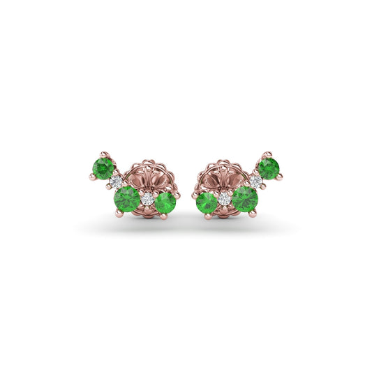 Fana Five Stone Emerald and Diamond Climber Earrings