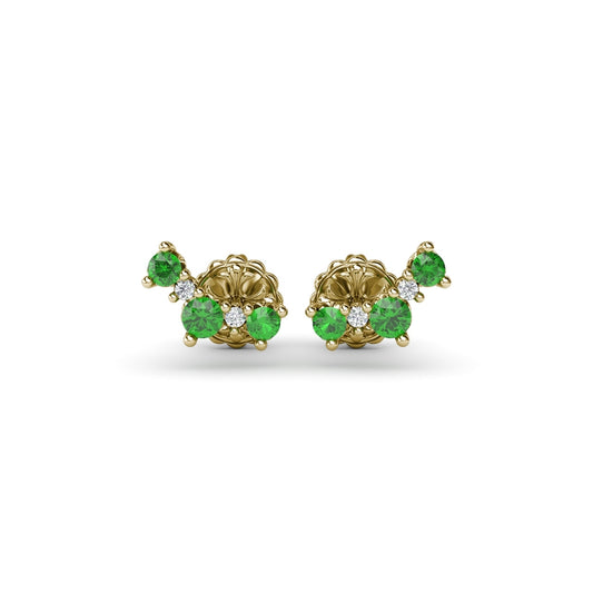 Fana Five Stone Emerald and Diamond Climber Earrings