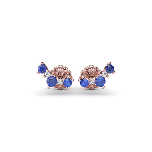 Fana Five Stone Sapphire and Diamond Climber Earrings