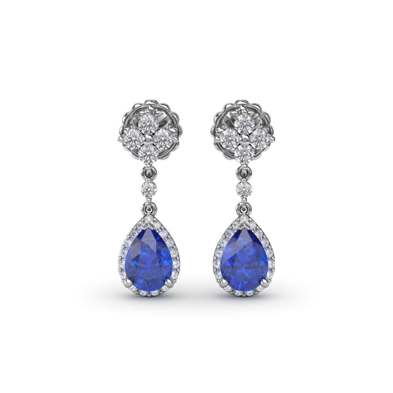Fana Sapphire and Diamond Teardrop Dangle Earrings