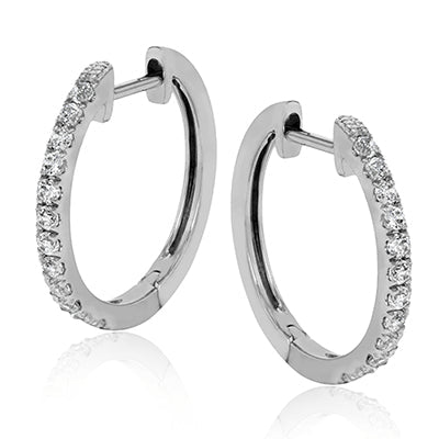 Simon G Fashion Hoop Earring In 18K Gold With Diamonds (White)