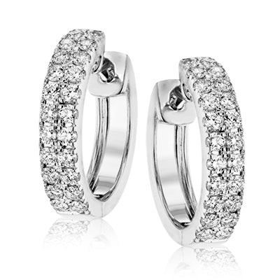 Simon G Fashion Huggie Hoop Earrings In 18K Gold With Diamonds (White)