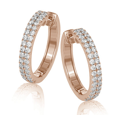 Simon G Fashion Hoop Earrings In 18K Gold With Diamonds (Rose)
