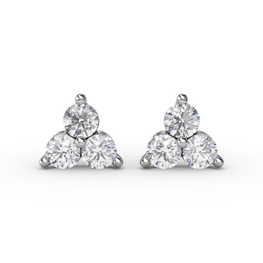 Fana Diamond Cluster Triangle Stud Earrings