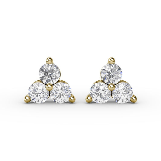 Fana Diamond Cluster Triangle Stud Earrings