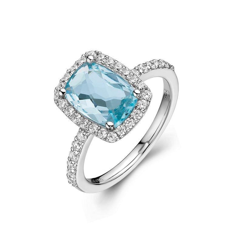 Lafonn Genuine Blue Topaz Halo Ring