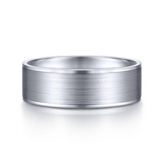 Gabriel & Co. 14k White Gold Classic Men's Wedding Band