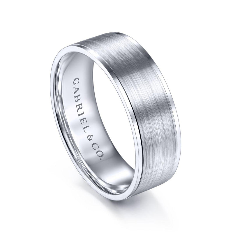 Gabriel & Co. 14k White Gold Classic Men's Wedding Band