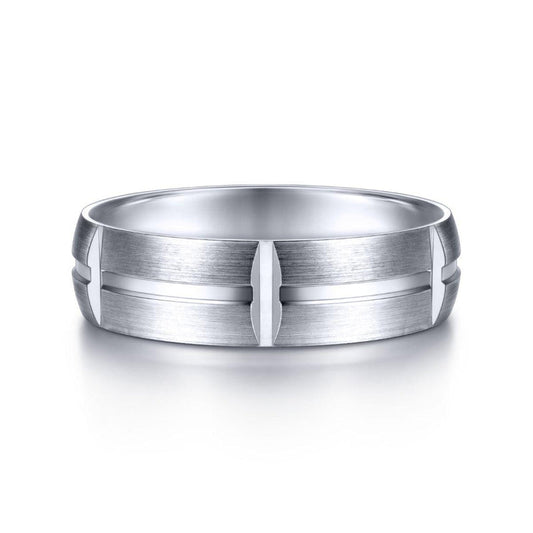Gabriel & Co. 14k White Gold Signature Men's Wedding Band