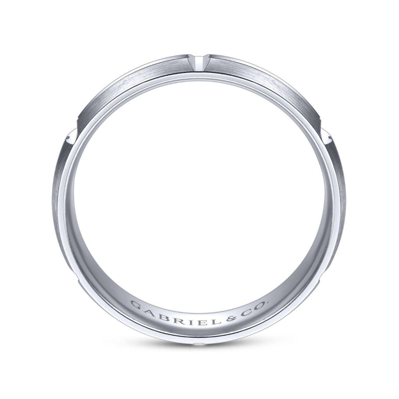 Gabriel & Co. 14k White Gold Signature Men's Wedding Band