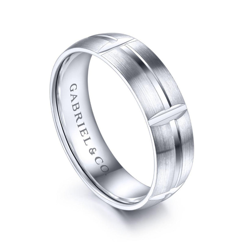 Gabriel & Co. 14k White Gold Signature Men's Wedding Band