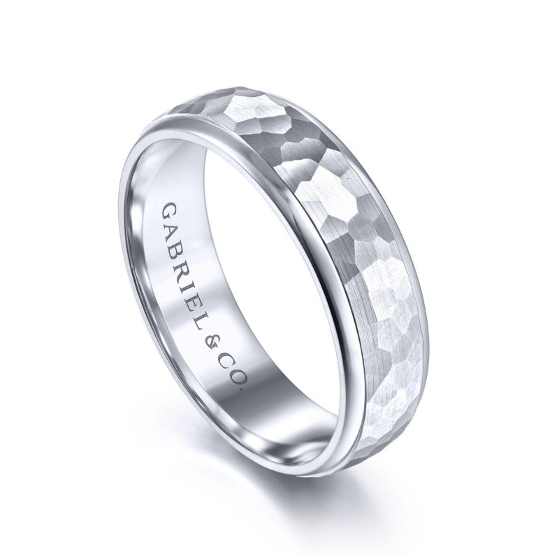 Gabriel & Co. 14k White Gold Signature Men's Wedding Band