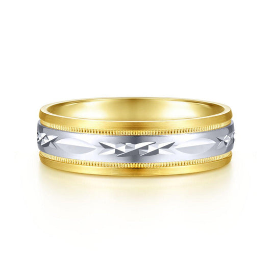 Gabriel & Co. 14k Two Tone Gold Signature Men's Wedding Band
