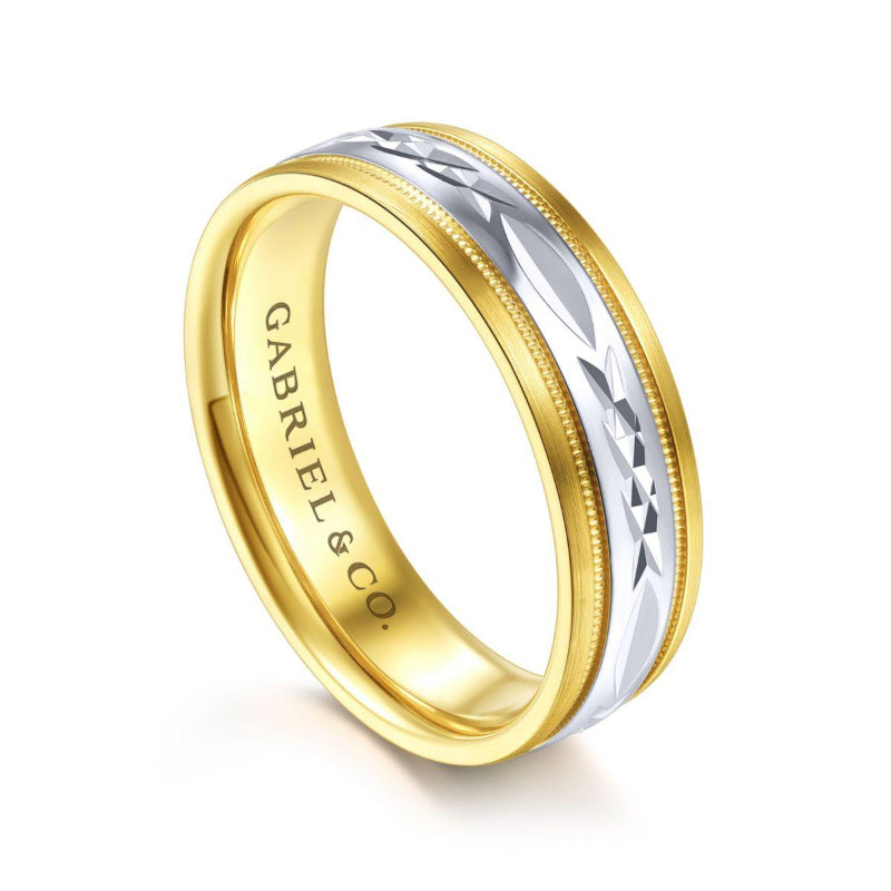 Gabriel & Co. 14k Two Tone Gold Signature Men's Wedding Band