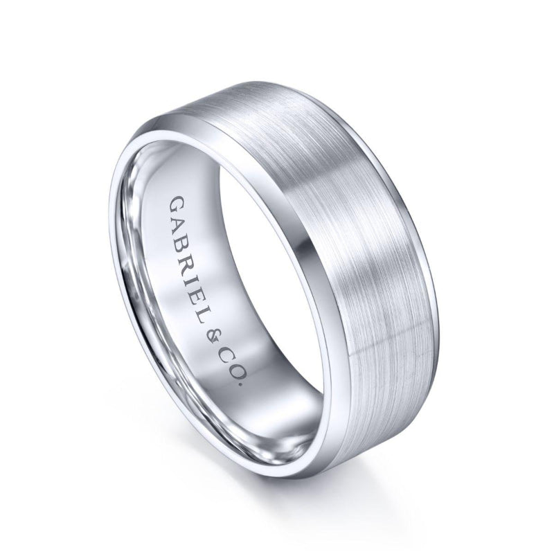 Gabriel & Co. 14k White Gold Signature Men's Wedding Band