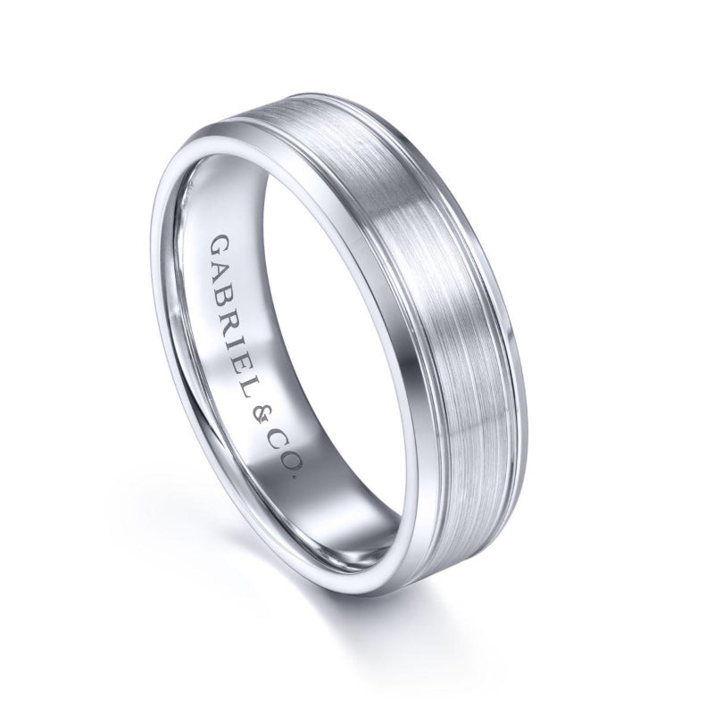 Gabriel & Co. 14k White Gold Signature Men's Wedding Band