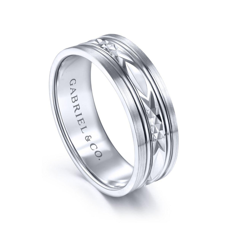 Gabriel & Co. 14k White Gold Signature Men's Wedding Band