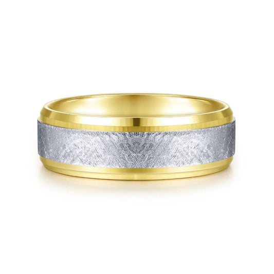 Gabriel & Co. 14k Two Tone Gold Signature Men's Wedding Band