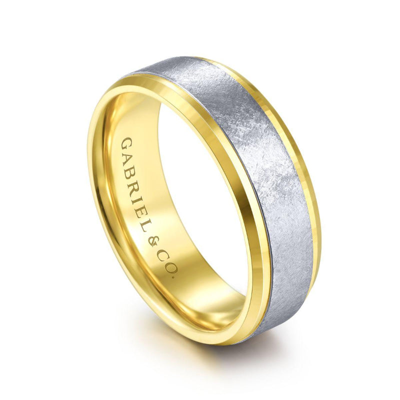 Gabriel & Co. 14k Two Tone Gold Signature Men's Wedding Band