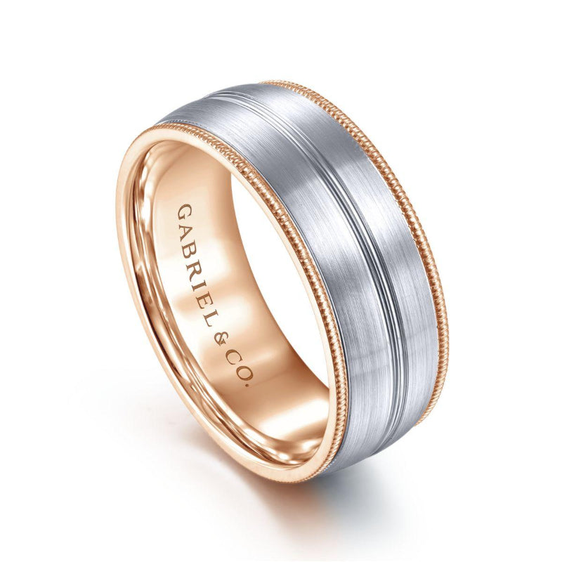 Gabriel & Co. 14k Two Tone Gold Signature Men's Wedding Band