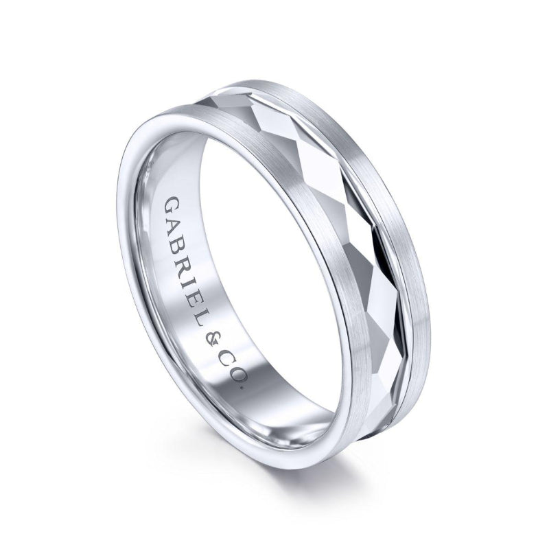 Gabriel & Co. 14k White Gold Signature Men's Wedding Band
