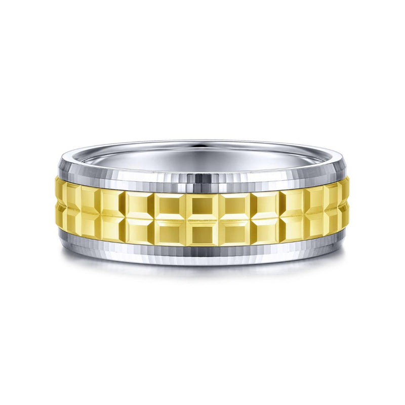 Gabriel & Co. 14k Two Tone Gold Signature Men's Wedding Band