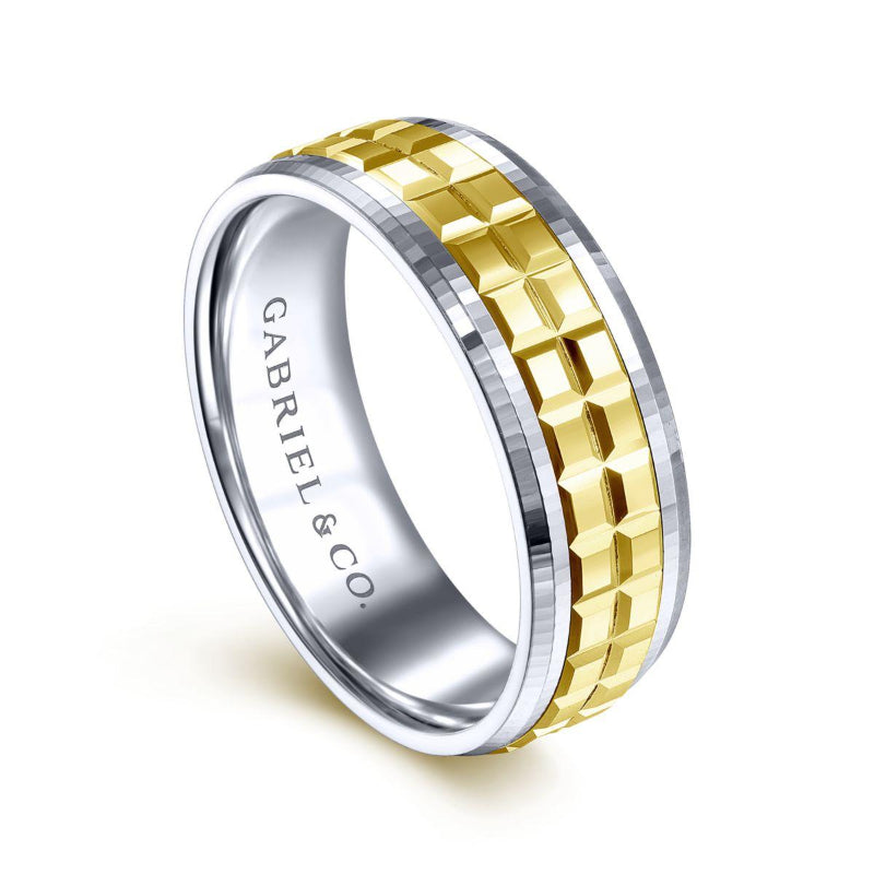 Gabriel & Co. 14k Two Tone Gold Signature Men's Wedding Band