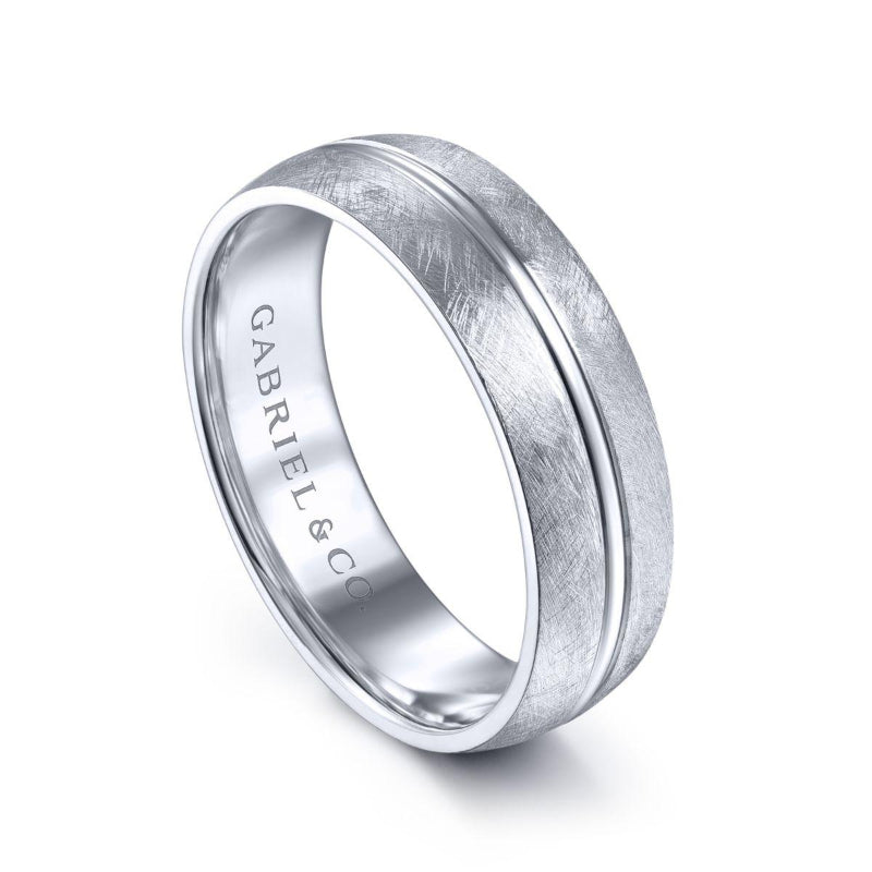 Gabriel & Co. 14k White Gold Signature Men's Wedding Band