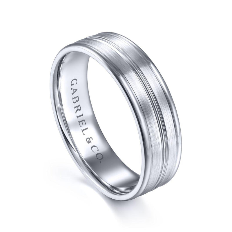 Gabriel & Co. 14k White Gold Signature Men's Wedding Band