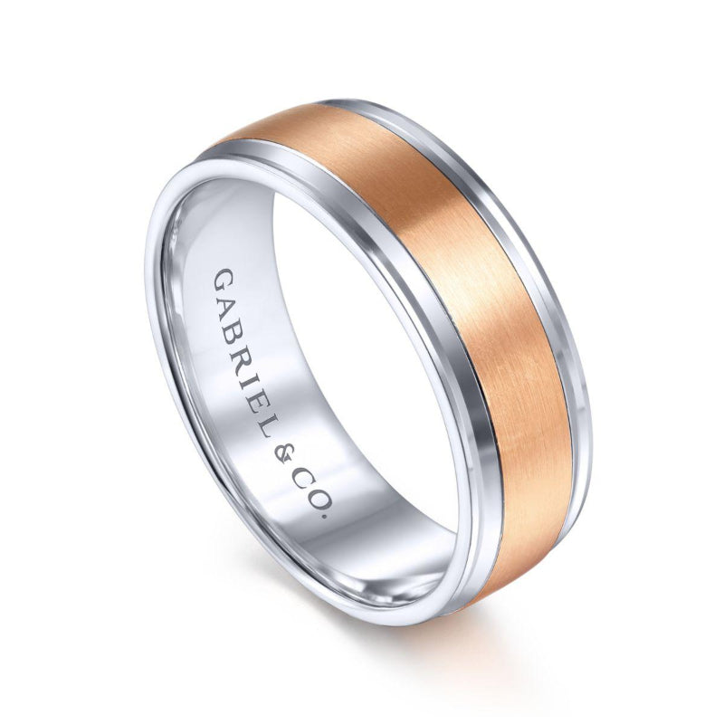 Gabriel & Co. 14k Two Tone Gold Signature Men's Wedding Band