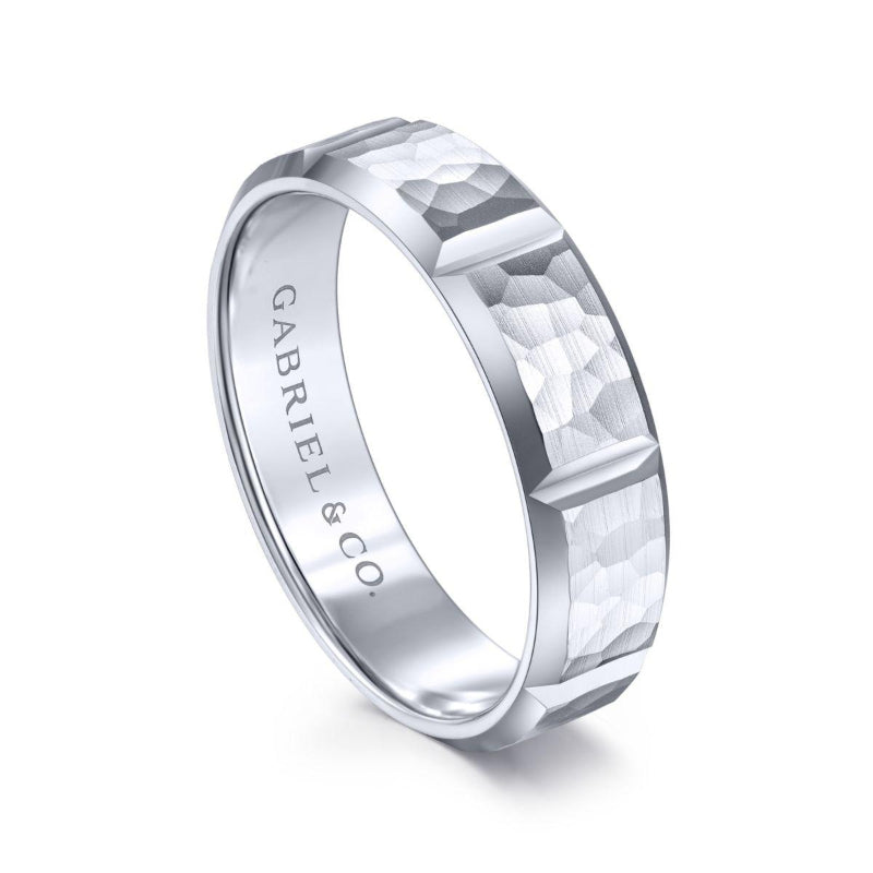Gabriel & Co. 14k White Gold Signature Men's Wedding Band
