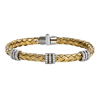 Simon G Fashion Woven Bangle In 18K Gold With Diamonds (Yellow)