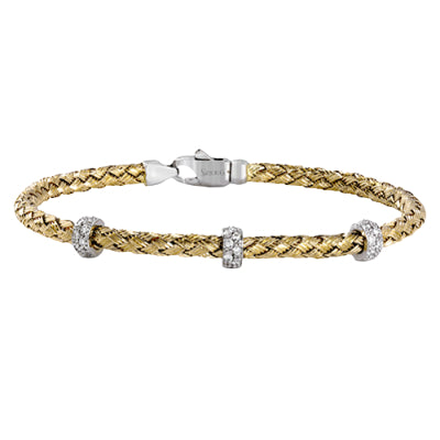 Simon G Fashion Woven Bangle In 18K Gold With Diamonds (White,Yellow)