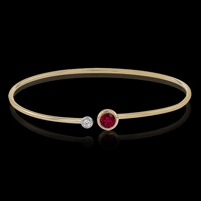 Simon G. Bangle 18k Gold (Rose, White) 0.73 ct Ruby 0.08 ct Diamond